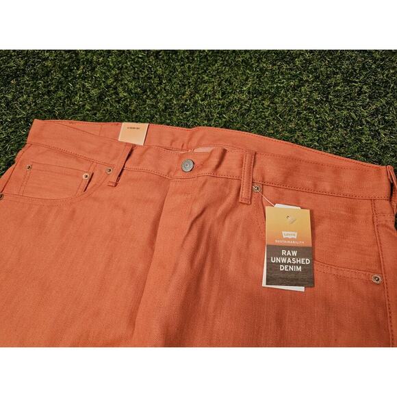 LEVI'S 501 Jeans NWT Button Fly Shrink to Fit Salmon Coral Straight Mens 38x32 - Picture 5 of 9
